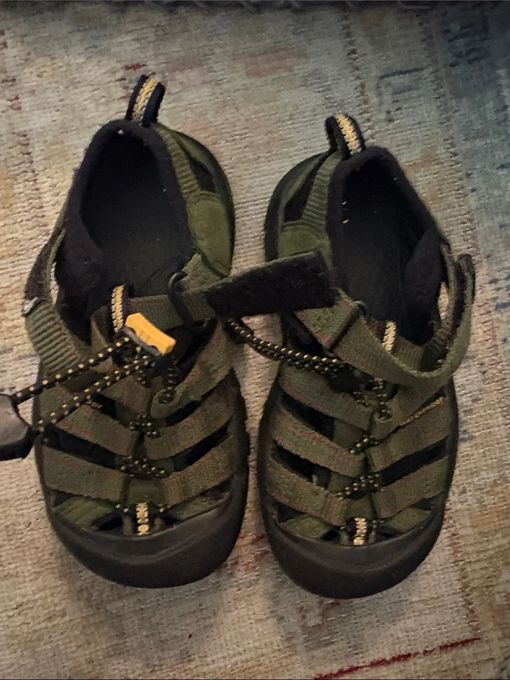 Kids Olive Green Outdoor Sandals with Secure Hook-and-Loop Strap